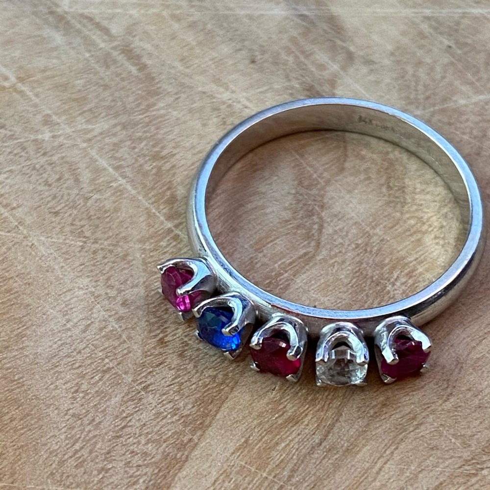 Euc 14k Gold Ring Diamond, Sapphire, Ruby & Garne… - image 6